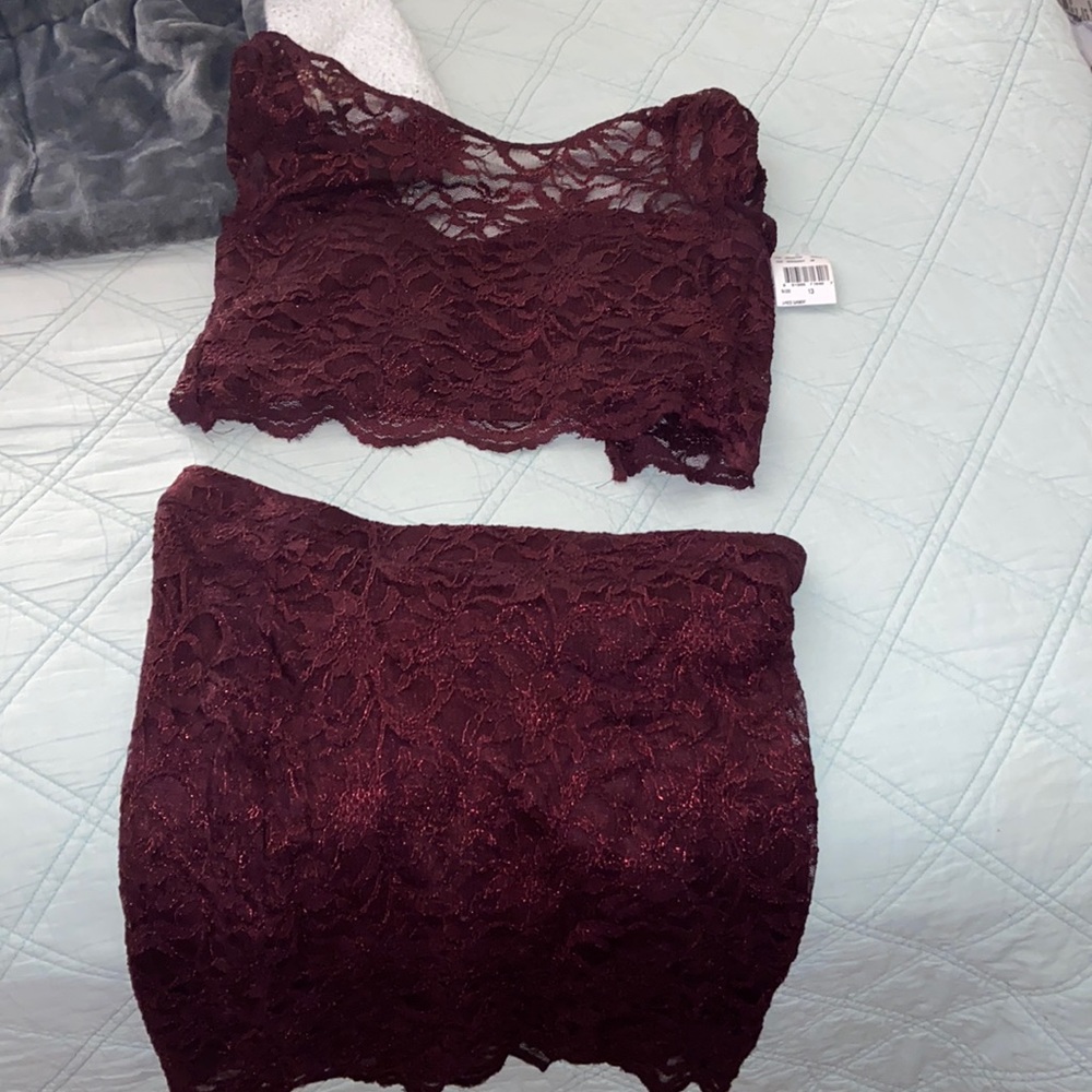 Burgundy 2 piece dress